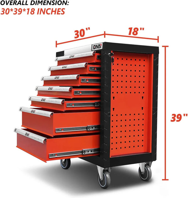 31'' W 7 -Drawer Plastic Bottom Rollaway Chest with Wheels
